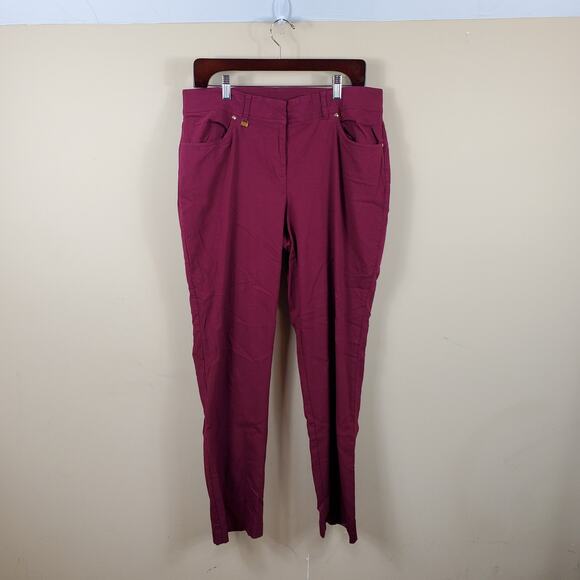 JM Collection Burgundy Straight Leg Jeans Size 14 - Picture 1 of 12